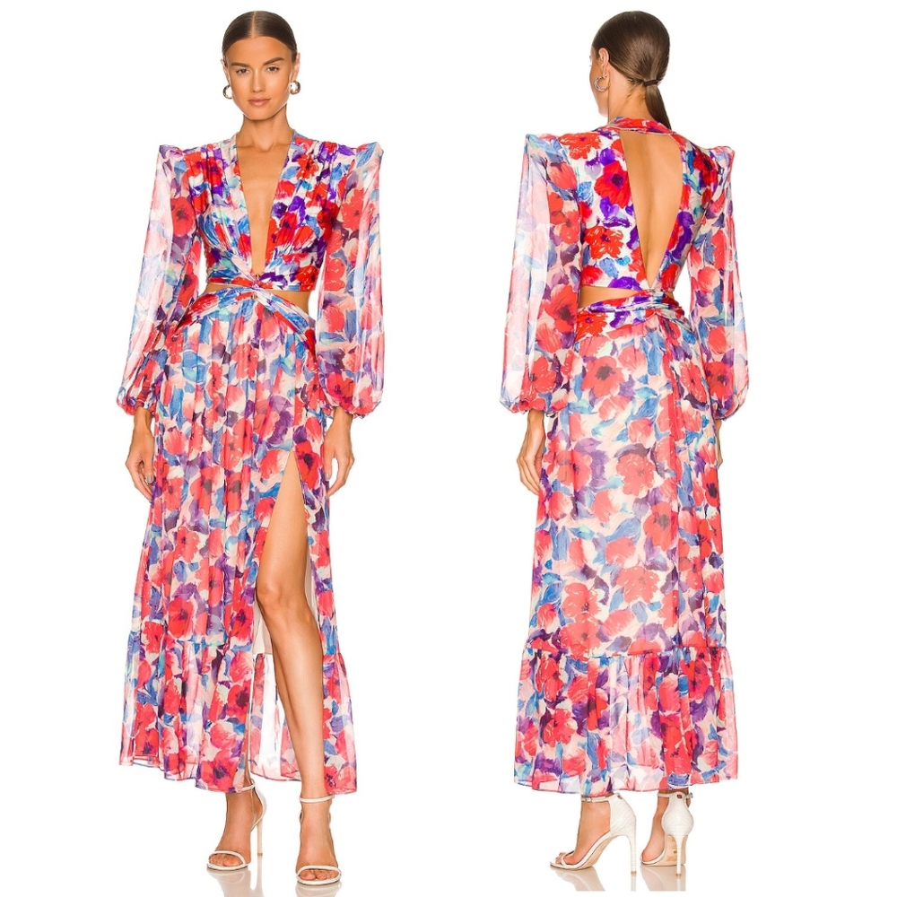 NWT PatBO | Violet plunge cut-out dress
